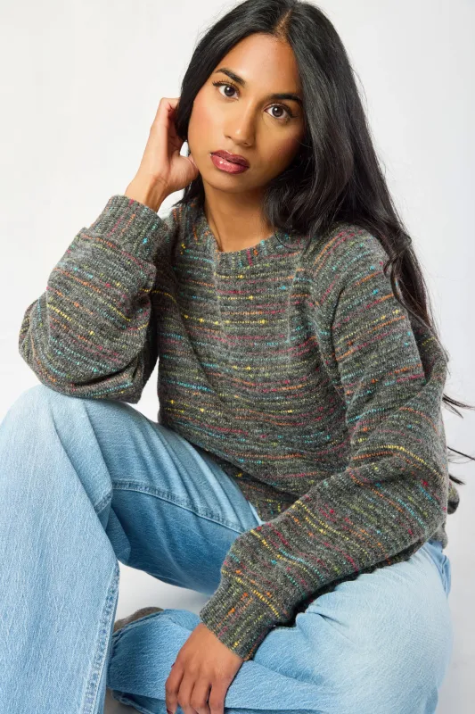 Rainbow Yarn Balloon-Sleeve Sweater sold by Eclipse