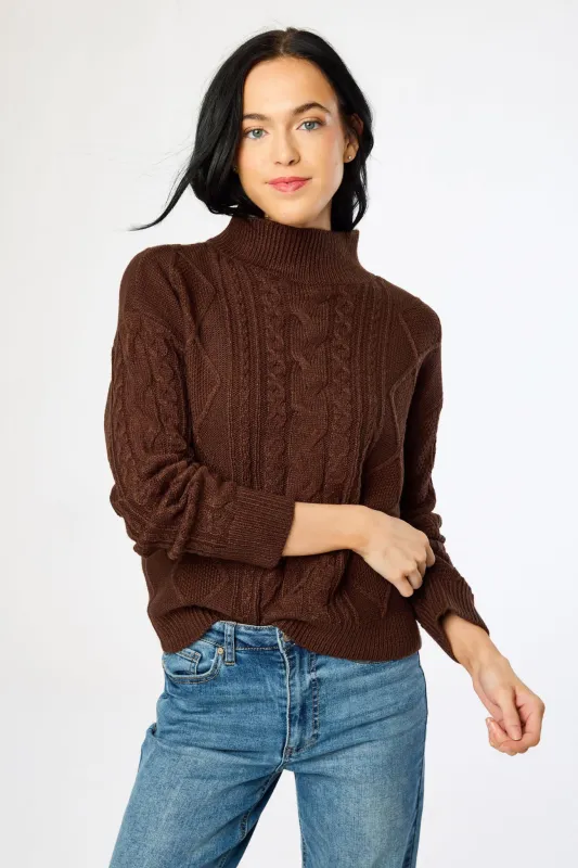 Mock-Neck Long-Sleeve Cable-Knit Sweater sold by Eclipse
