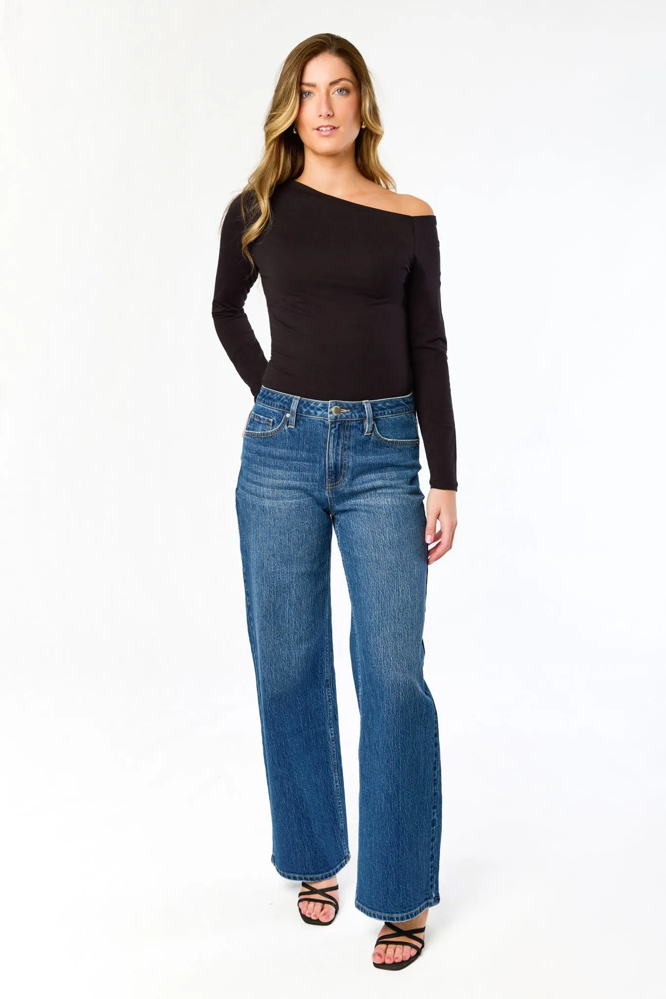 Tattoo Dark Wash High-Rise Wide-Leg Jean sold by Eclipse