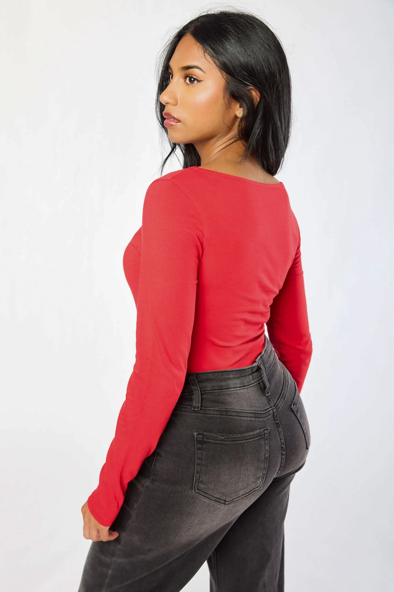 Boatneck Long Sleeve Tee with Ruched Waist sold by Eclipse product image thumbnail 4