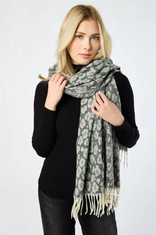 Animal Print Scarf with Fringe sold by Eclipse
