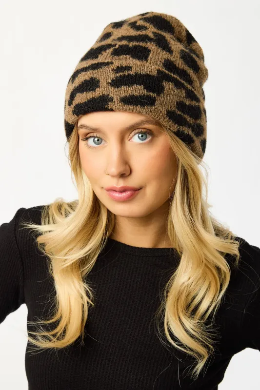 Leopard Wool-Blend Beanie sold by Eclipse