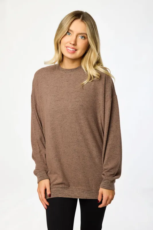 Crew-Neck Long-Sleeve Hacci Tunic Top sold by Eclipse