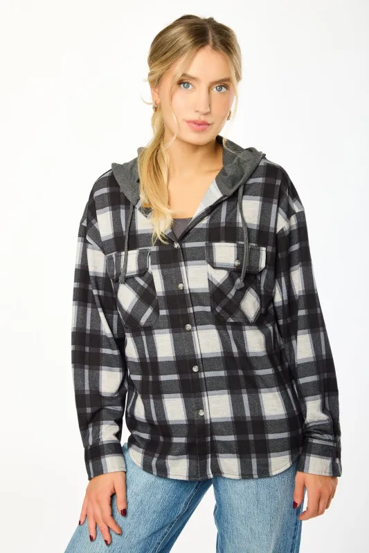 Plaid Oversized Hooded Shirt sold by Eclipse