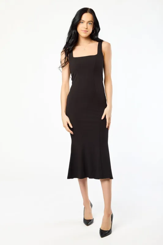 Stretch Crepe Square-Neck Flared Midi Dress sold by Eclipse