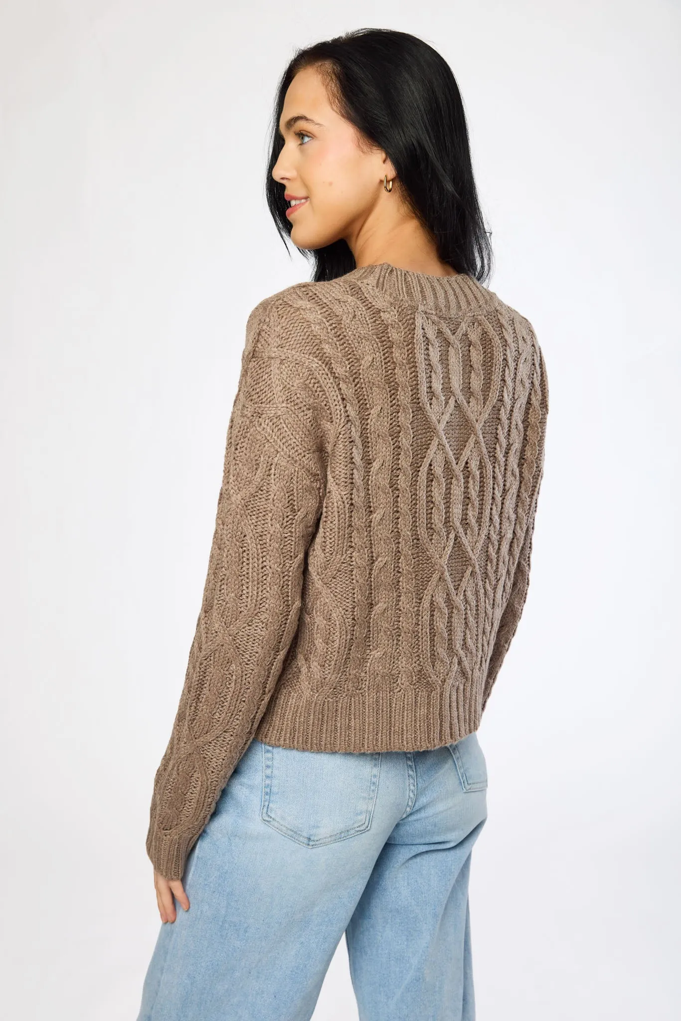 Crew-Neck Long-Sleeve Button-Front Cable-Knit Cardigan sold by Eclipse product image thumbnail 5