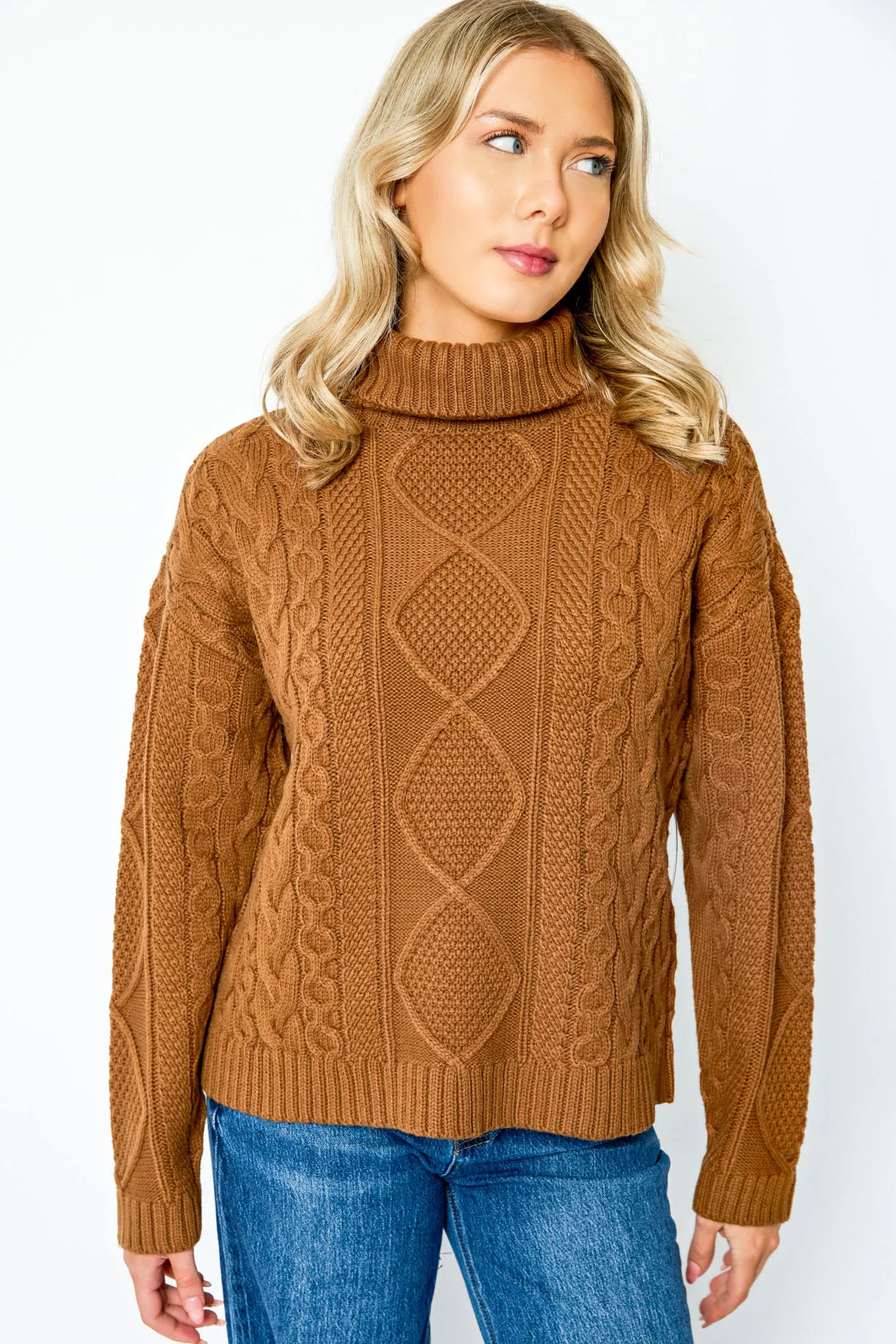 Cable-Knit Turtleneck Sweater sold by Eclipse