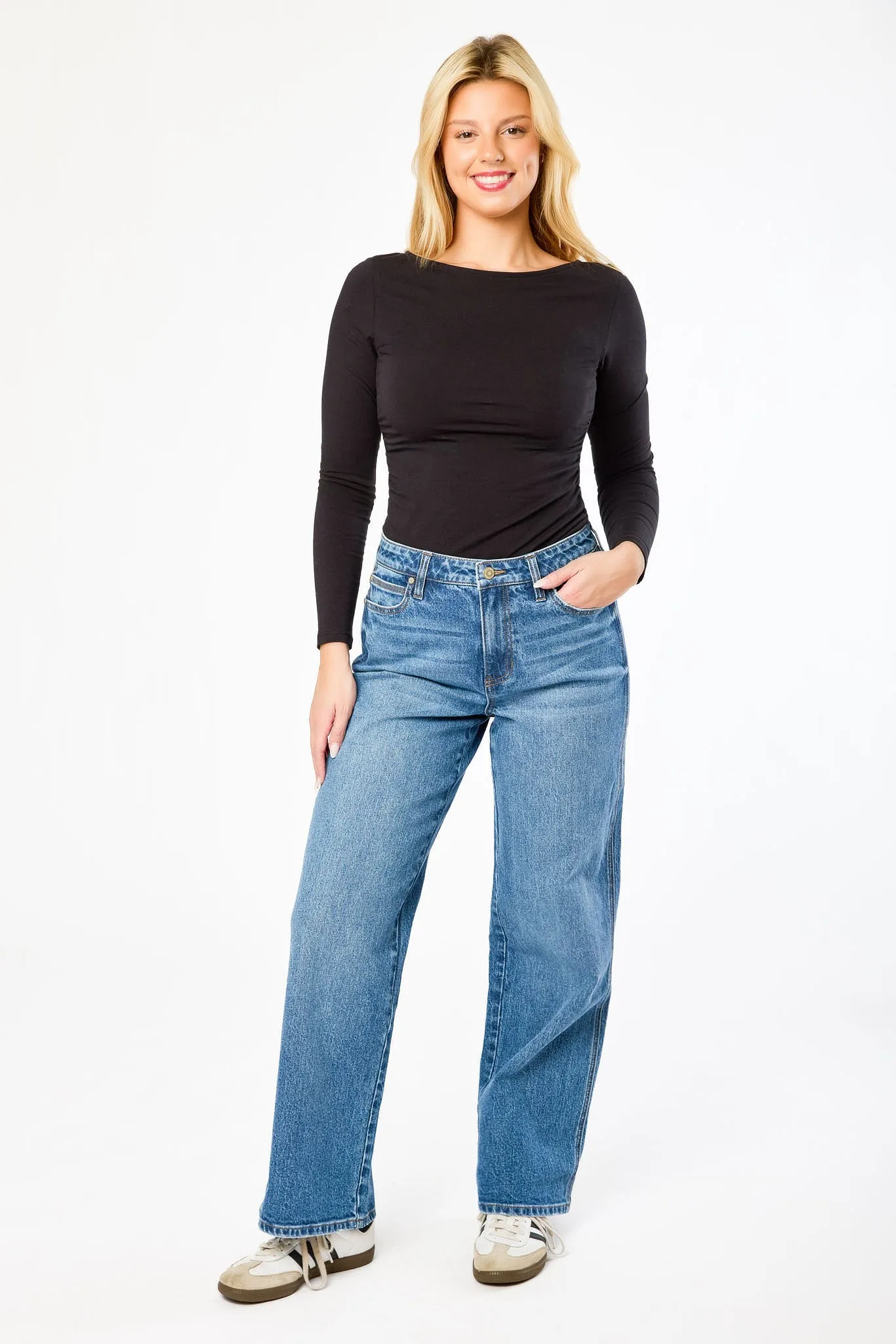 Celebrity Pink Medium Wash High-Rise Wide-Leg Jean sold by Eclipse