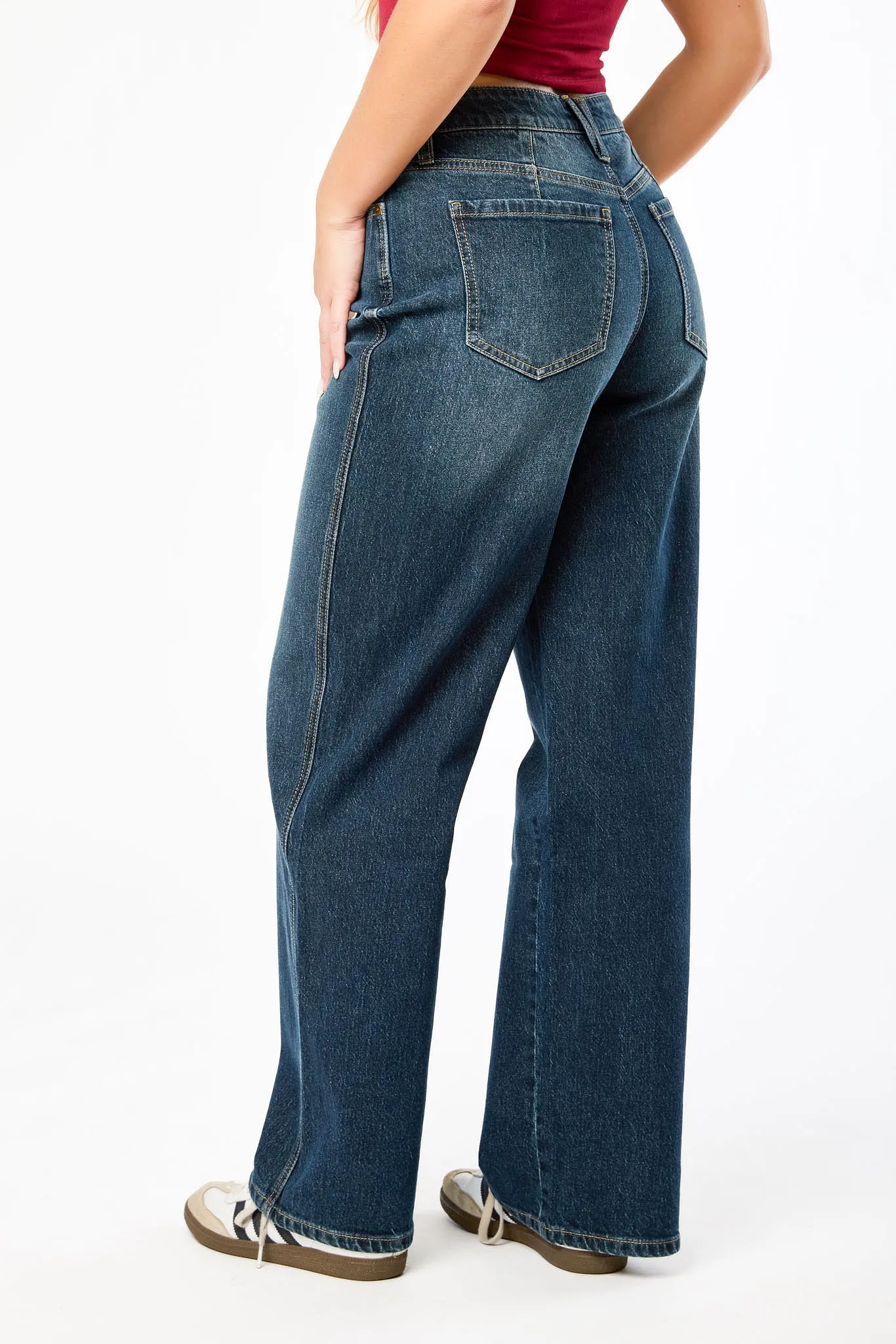 Celebrity Pink Dark Wash Mid-Rise Wide-Leg Jean sold by Eclipse product image thumbnail 2