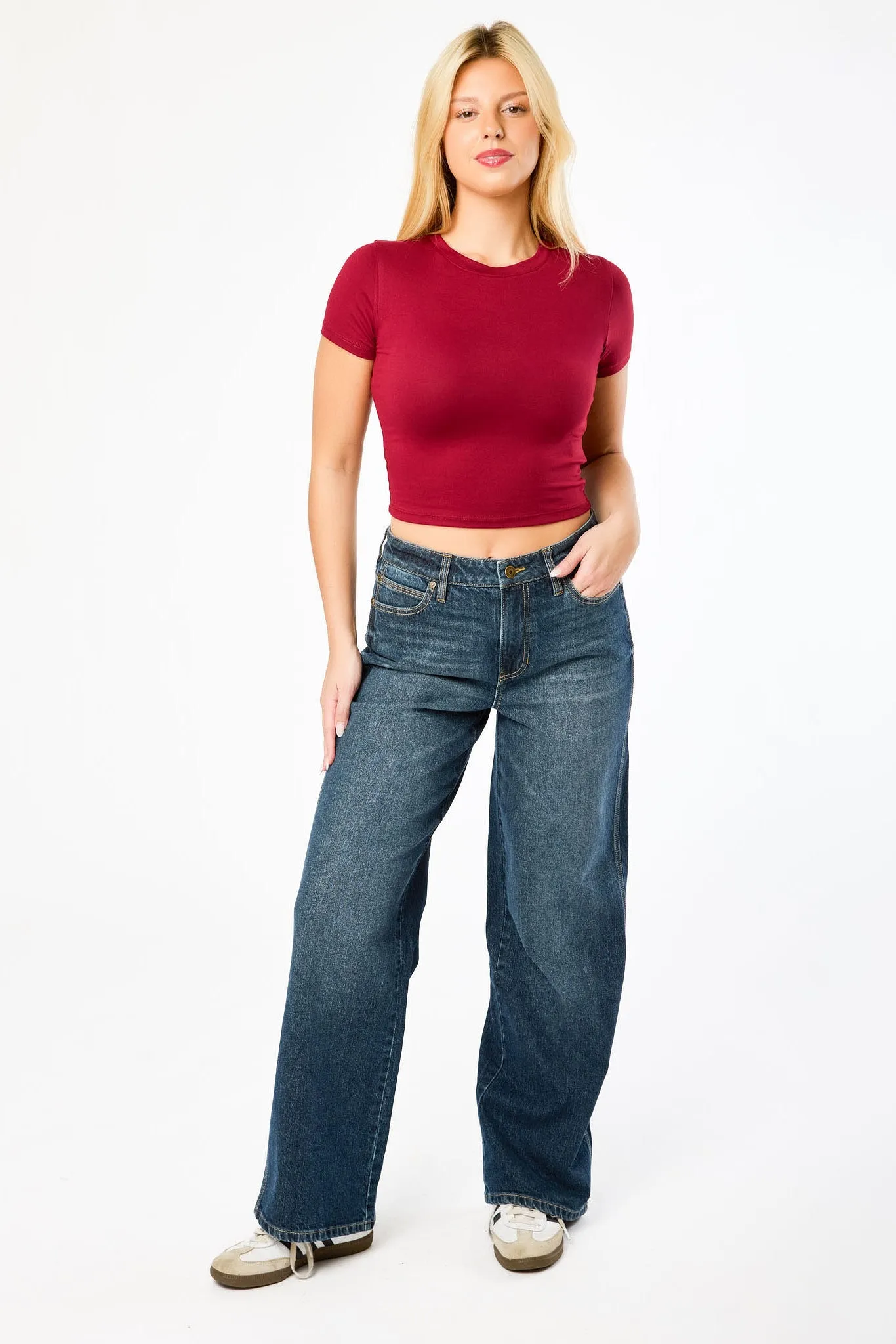 Celebrity Pink Dark Wash Mid-Rise Wide-Leg Jean sold by Eclipse