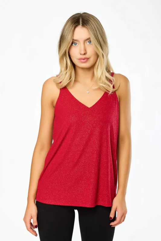 Glitter Double V-Neck Cami sold by Eclipse