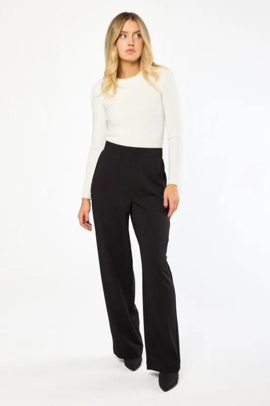 Knit Crepe Wide Leg Pant with Porkchop Pockets sold by Eclipse