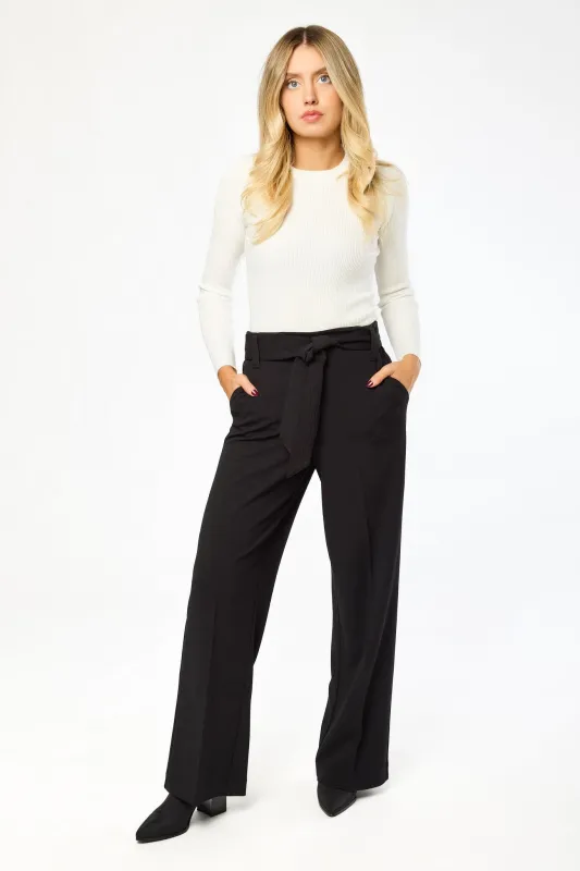 Knit Crepe Wide Leg Pant with Tie-Belt sold by Eclipse