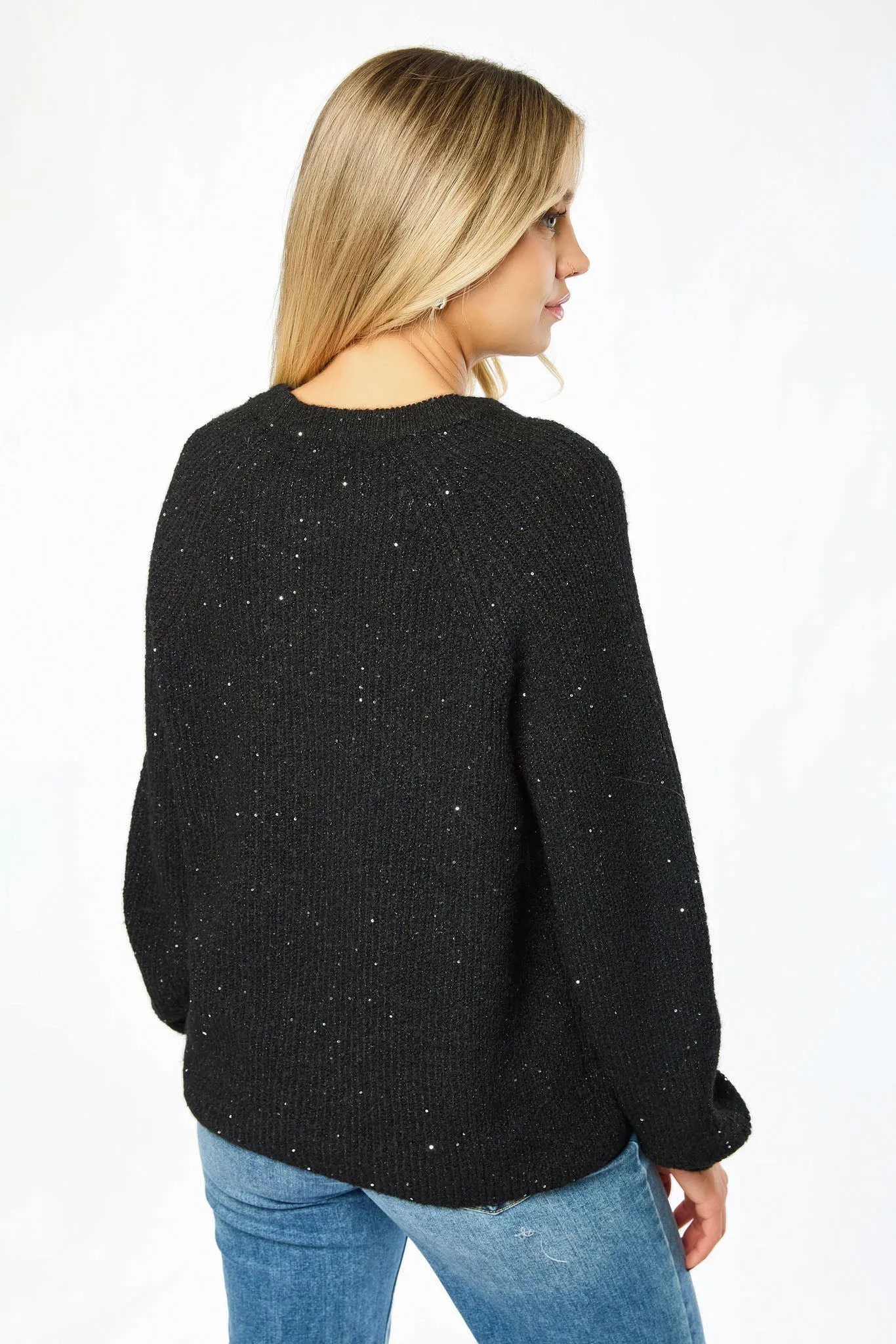 Sequin Crew-Neck Balloon-Sleeve Sweater sold by Eclipse product image thumbnail 2