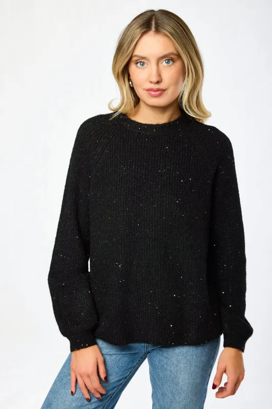 Sequin Crew-Neck Balloon-Sleeve Sweater sold by Eclipse