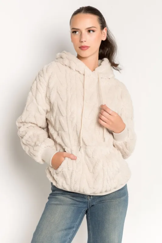 Cable Embossed Sherpa Popover Hoodie sold by Eclipse