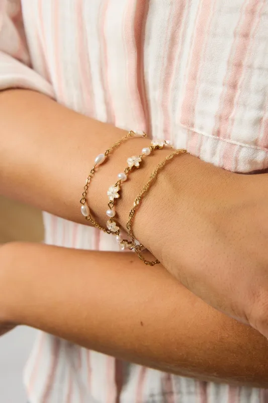 3-Piece Flower & Pearl Bracelet Set sold by Eclipse