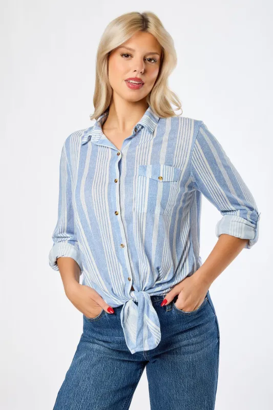 Breezy Stripe Tie-Front Top sold by Eclipse
