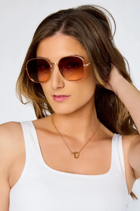 Gold-Brown Rectangular Sunglasses sold by Eclipse