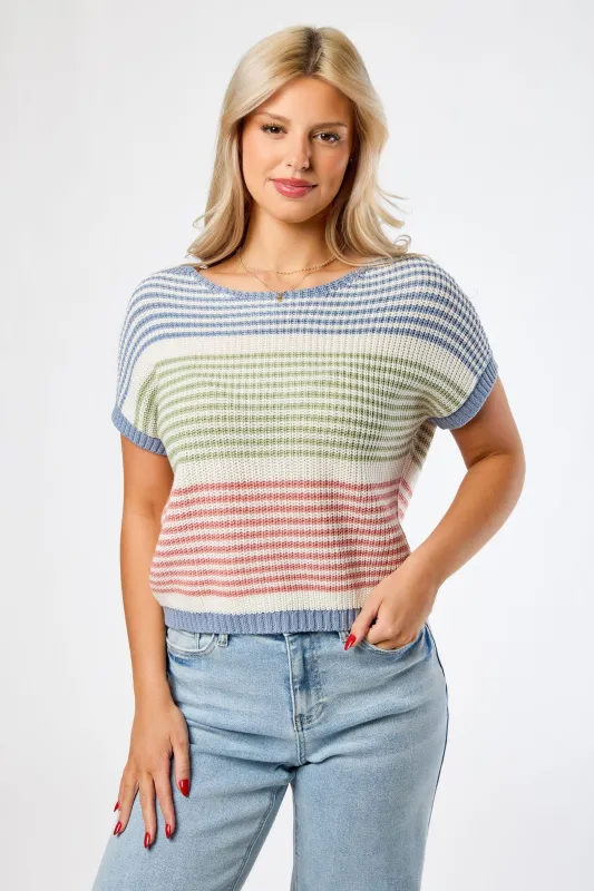 Stripe Short Sleeve Sweater sold by Eclipse