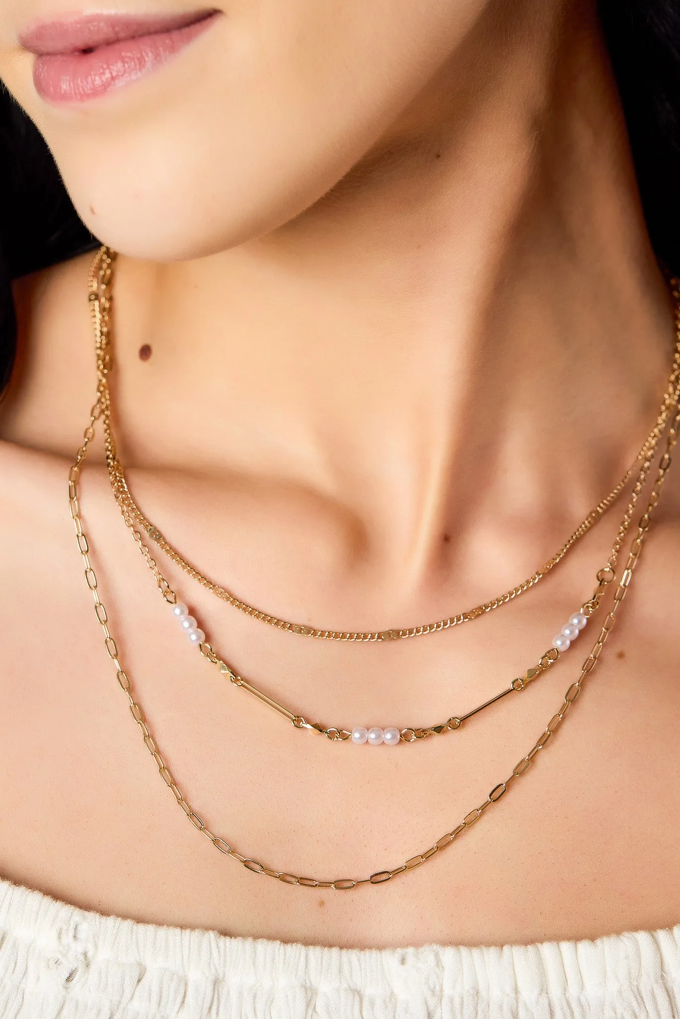 Triple-Layer Necklace with Pearls sold by Eclipse
