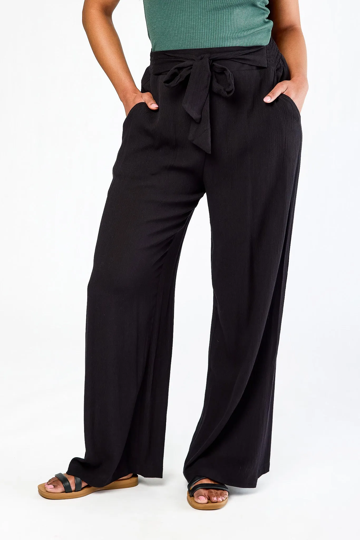 Rayon Gauze Tie-Belt Palazzo Pant sold by Eclipse product image thumbnail 3