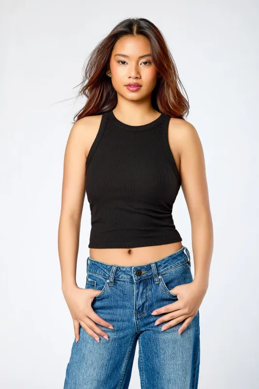 High-Neck Ribbed Crop Tank made by Eclipse