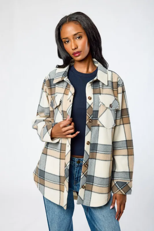 Stella Plaid Polar Fleece Shacket made by Eclipse