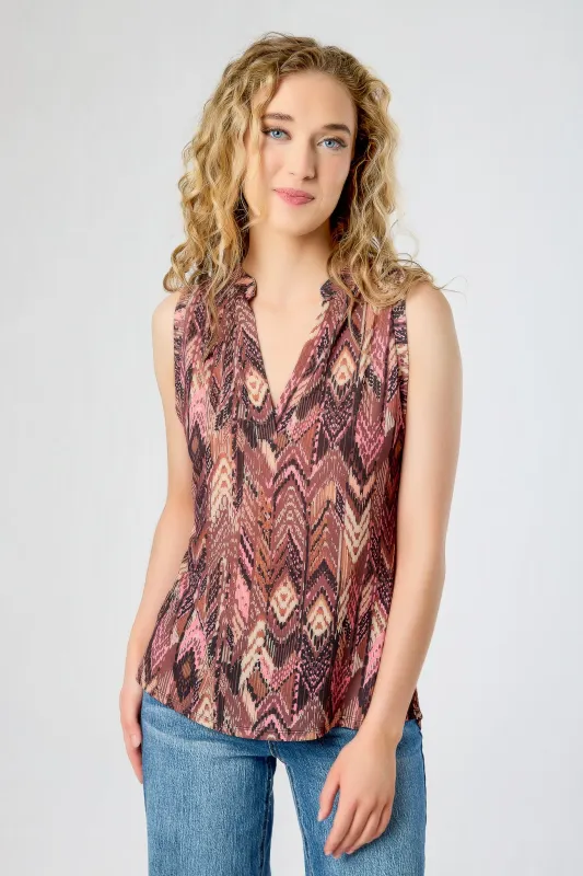 Ikat Print Bulgari Sleeveless Shirt made by Eclipse