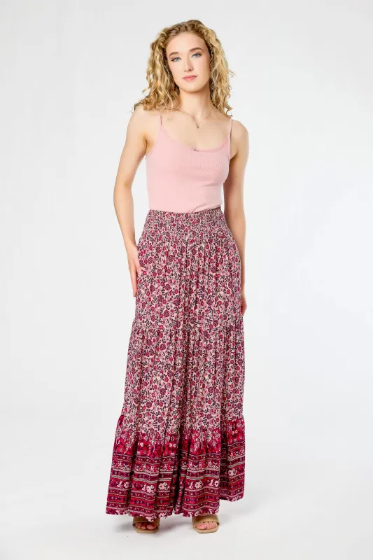 Boho Print Tiered Maxi Skirt sold by Eclipse