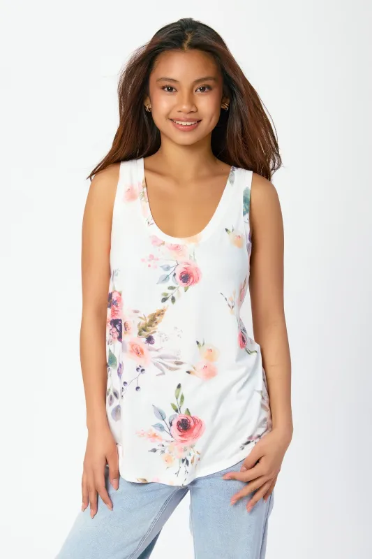 Floral Sublimation Ultra-Soft Hacci Scoopneck Tank made by Eclipse