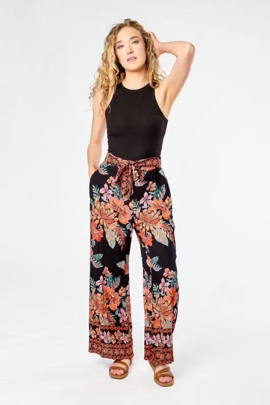 Bright Floral Tie-Belt Palazzo Pant made by Eclipse