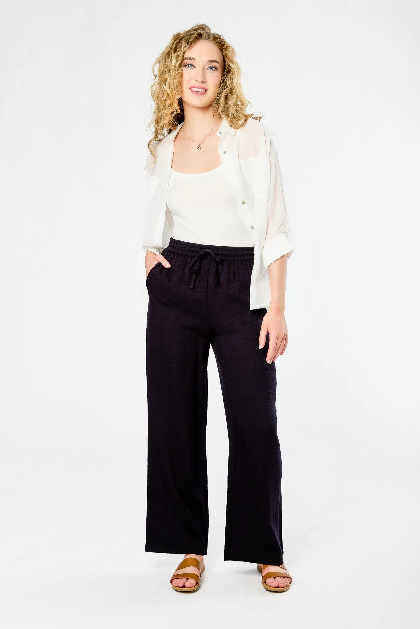 Linen-Look Palazzo Pant sold by Eclipse