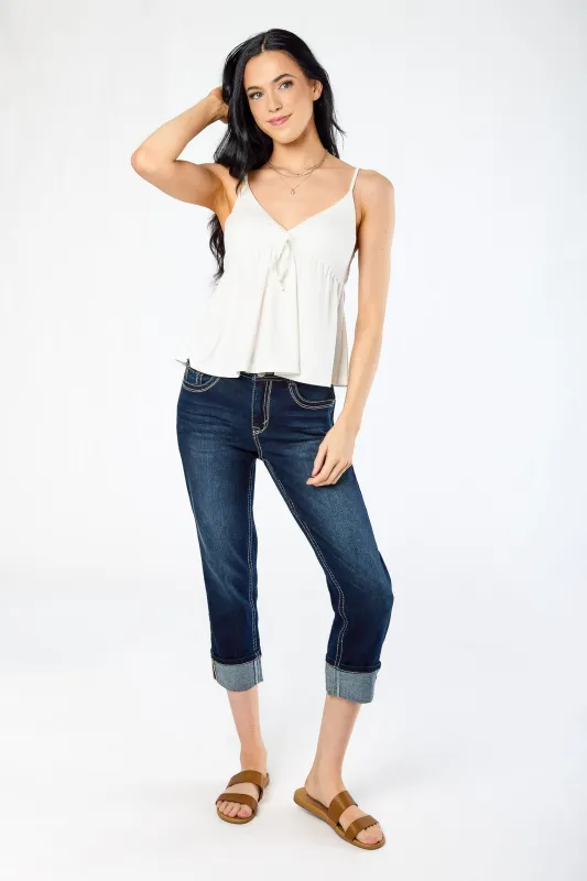 Wallflower Evan Wash Insta-Stretch Flirty Curvy High-Rise Crop Jeans with Back Flap Pockets sold by Eclipse