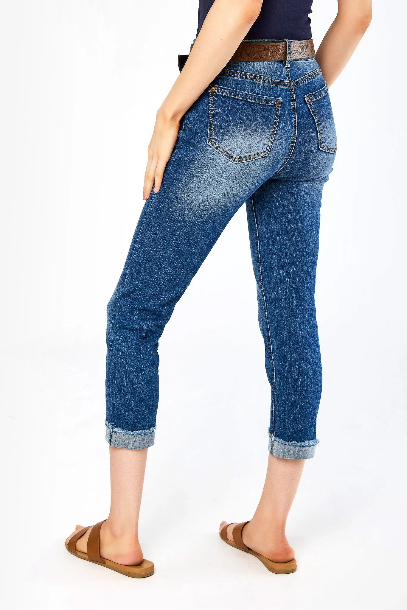 WallFlower InstaVintage Isadora Wash Fearless Curvy Hi-Rise Belted Cropped Jean sold by Eclipse product image thumbnail 2