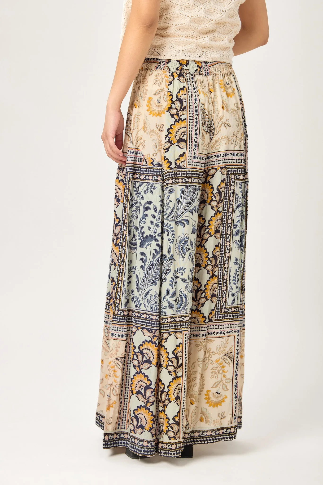 Patchwork Print Palazzo Pant with Drawstring Waist sold by Eclipse product image thumbnail 2