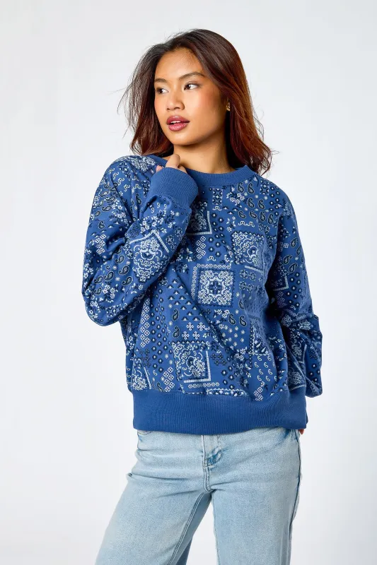 Wallflower Bandana Washed Fleece “Chelsea” Crewneck Sweatshirt made by Wallflower