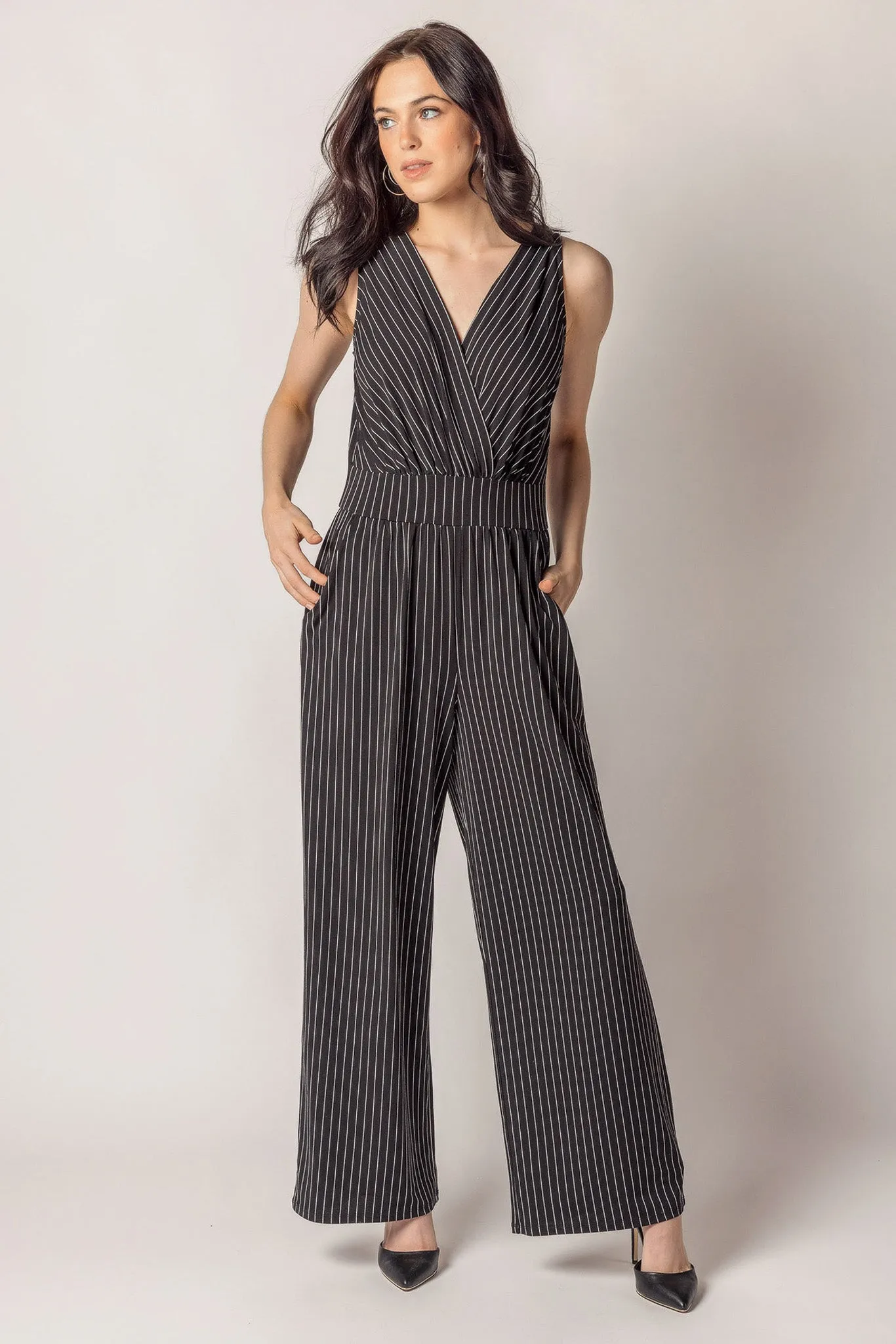 Stripe Sleeveless Jumpsuit with Pockets sold by Eclipse