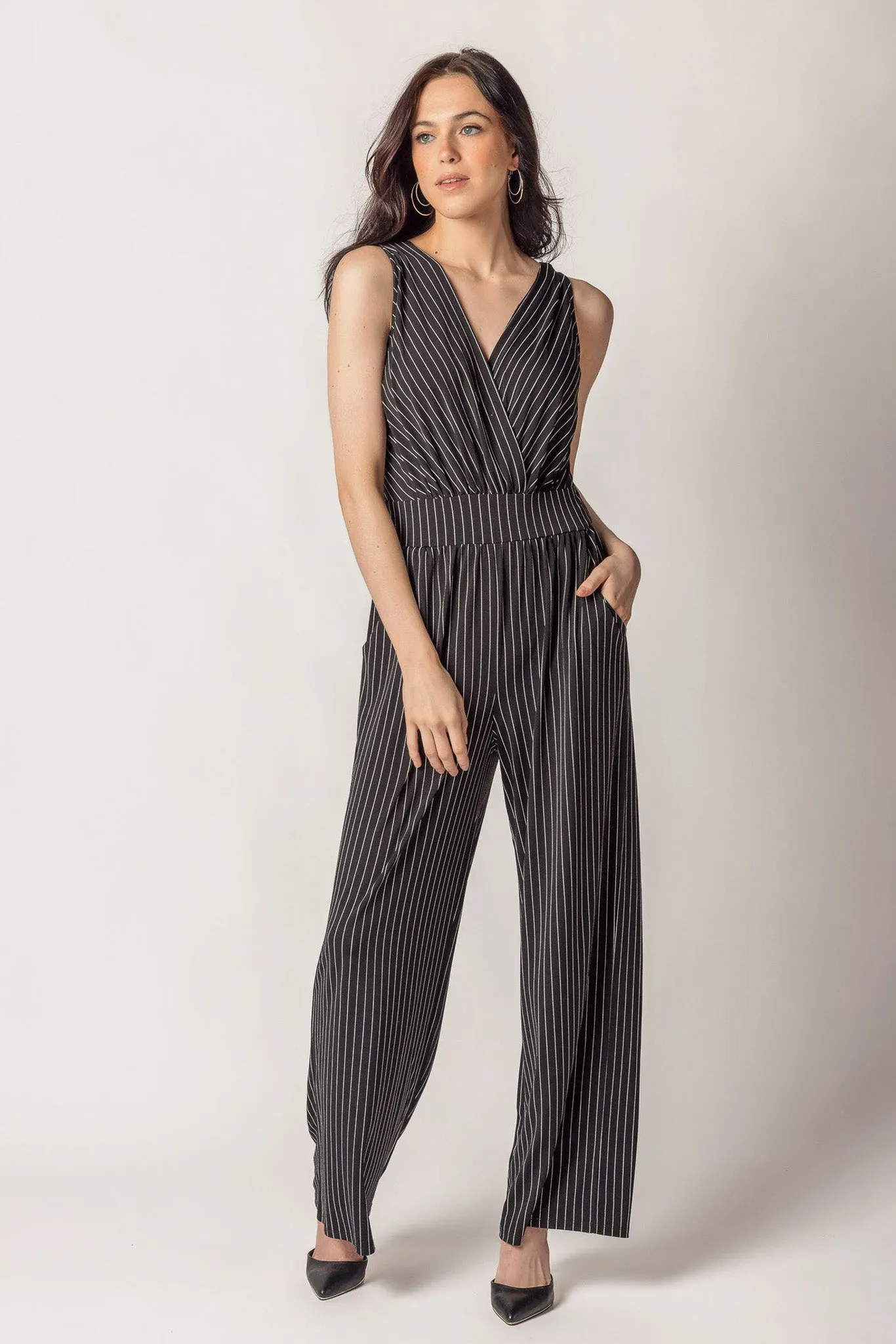 Stripe Sleeveless Jumpsuit with Pockets sold by Eclipse product image thumbnail 4