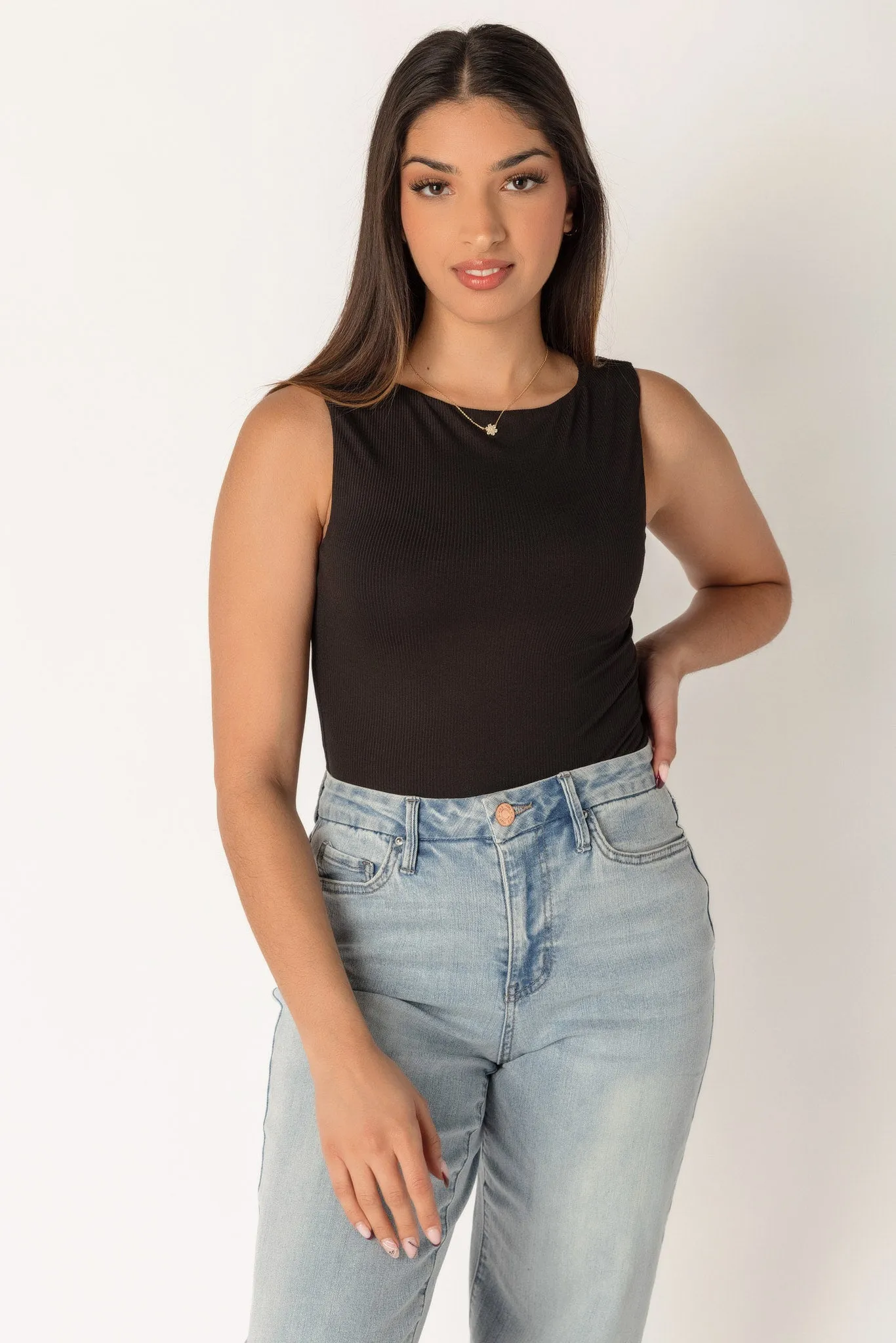 Ribbed Sleeveless Boatneck Bodysuit sold by Eclipse
