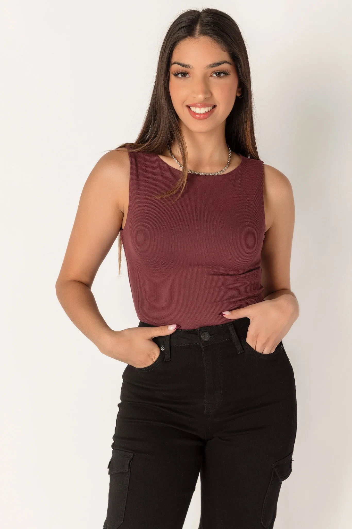 Ribbed Sleeveless Boatneck Bodysuit sold by Eclipse product image thumbnail 4