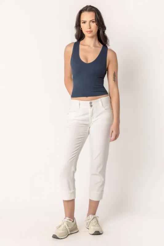 Wallflower White Lucas Curvy Mid-Rise Skinny Crop sold by Eclipse