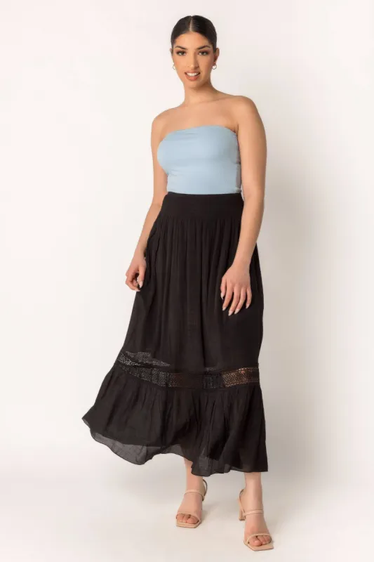 Crochet Gauze Tiered Maxi Skirt sold by Eclipse