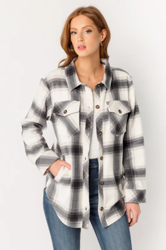 Plaid Polar Fleece Shacket sold by Eclipse