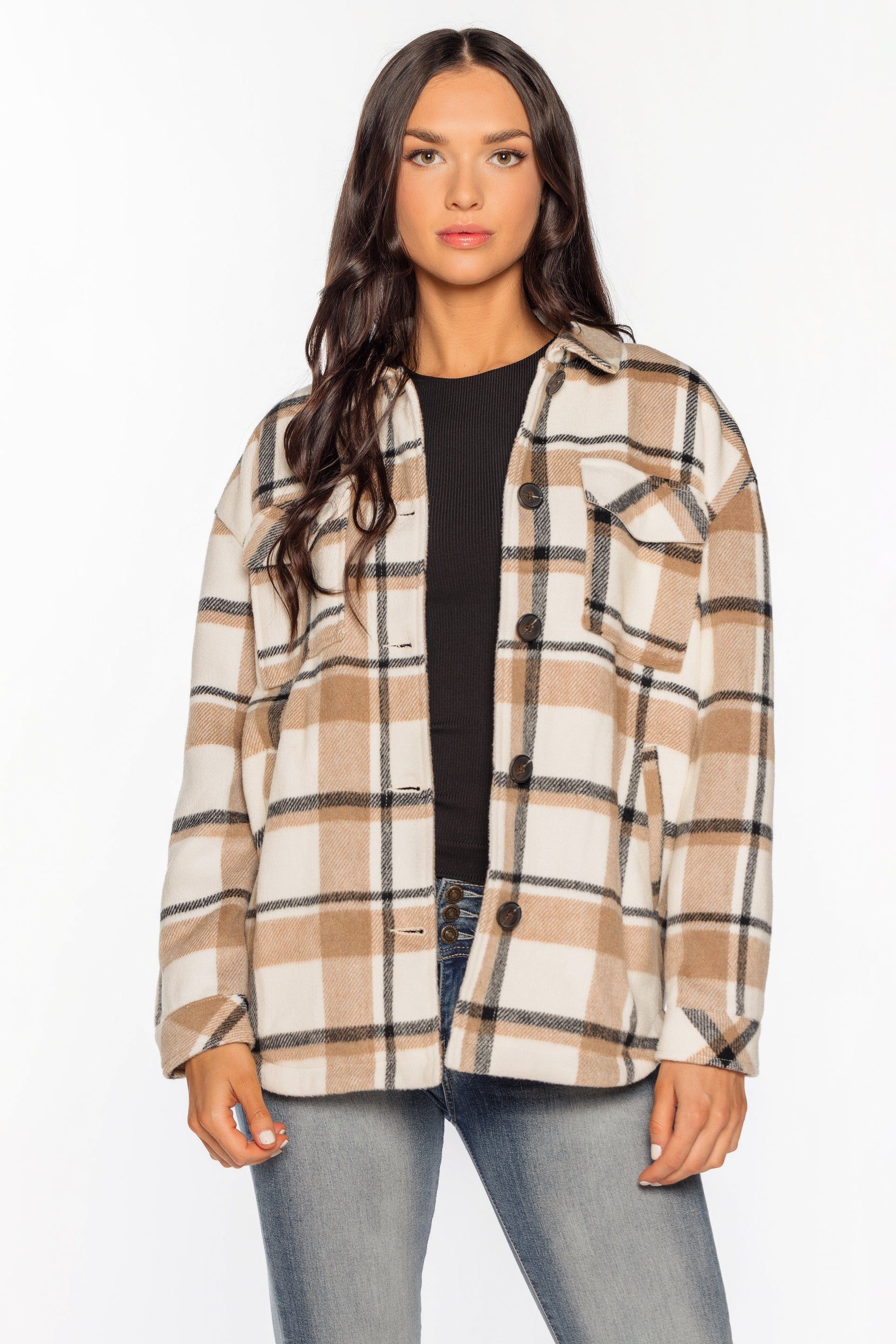 Brushed Plaid Shacket sold by Eclipse