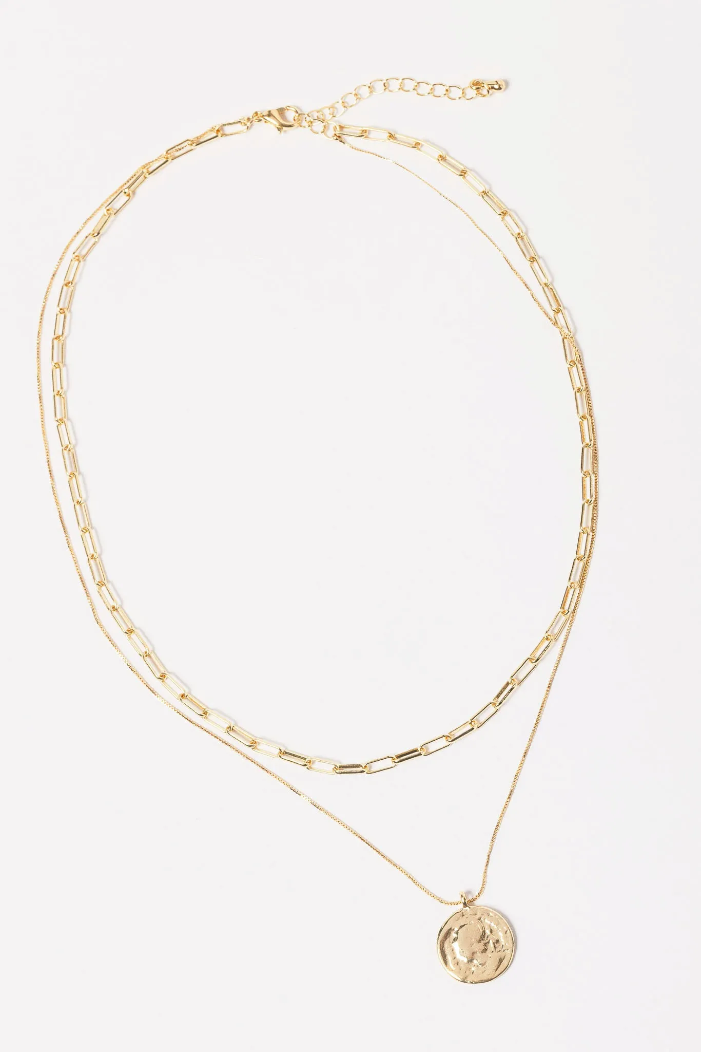 Layered Paperclip Chain Medallion Necklace sold by Eclipse product image thumbnail 2