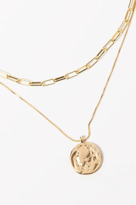 Layered Paperclip Chain Medallion Necklace sold by Eclipse