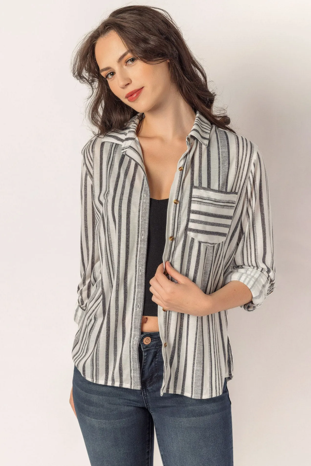 Charcoal Stripe Button-Up Shirt sold by Eclipse