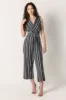 Decorative Stripe Knit Crepe Sleeveless Jumpsuit sold by Eclipse