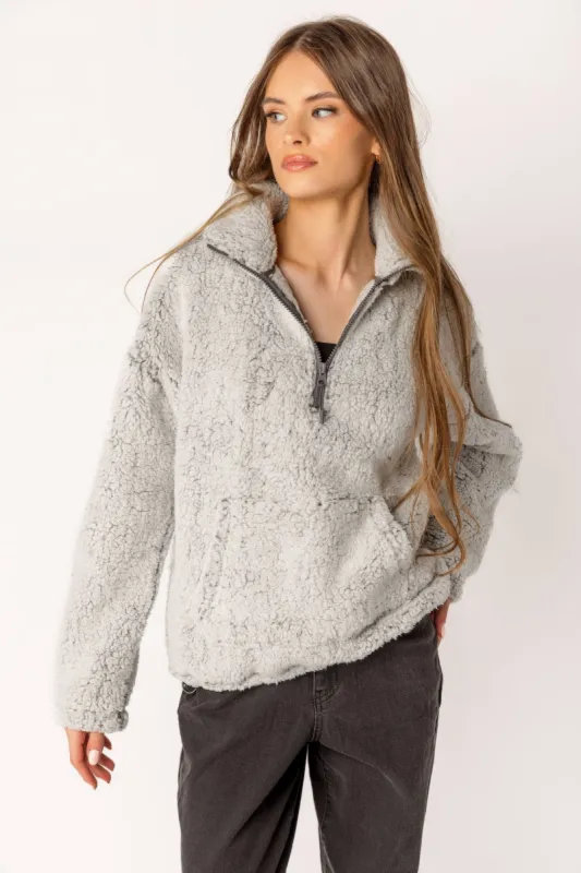 Teddy Sherpa Faux Fur Quarter-Zip Popover sold by Eclipse
